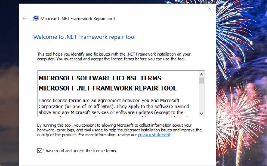 The Microsoft .NET Framework Repair tool 
