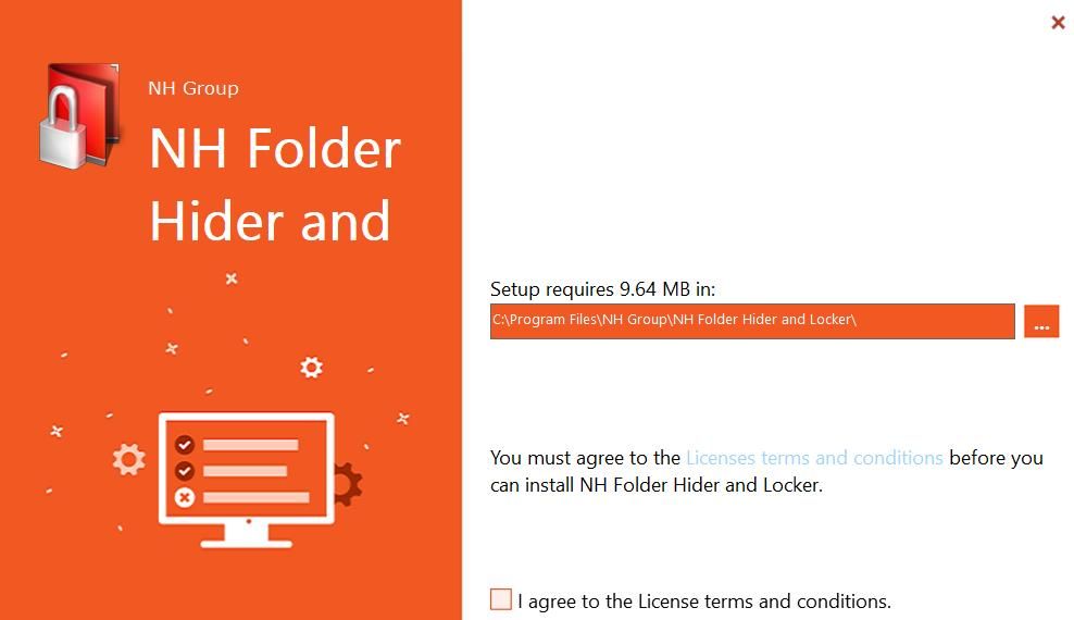 پنجره راه اندازی NH Folder Hider و Locker