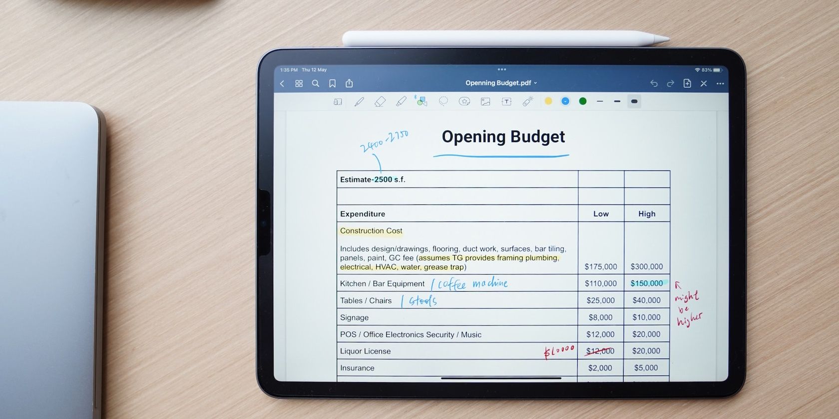 A tablet showing a note-taking app