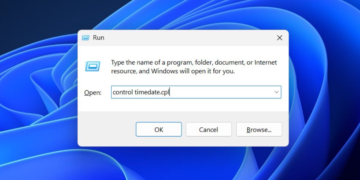 با استفاده از Run Dialog Box، تنظیمات تاریخ و زمان را باز کنید