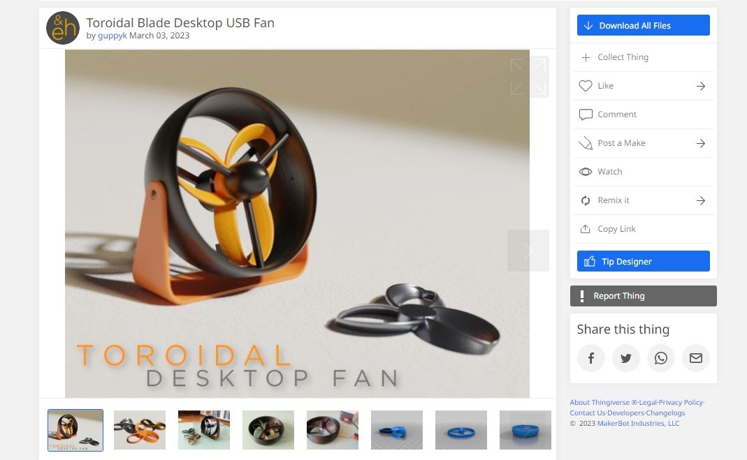 Desktop fan 3D printable files