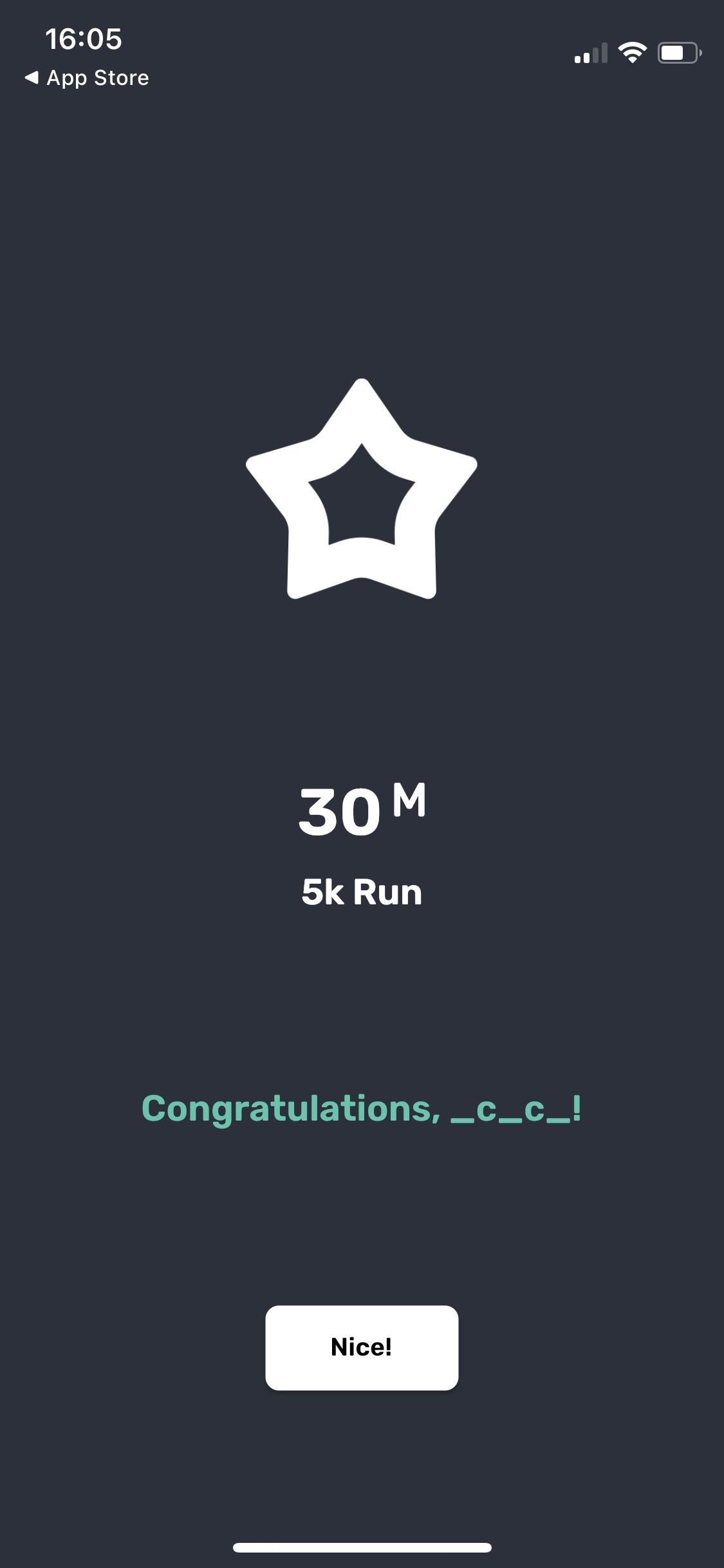 Personal Bests app - screenshot of run achievement