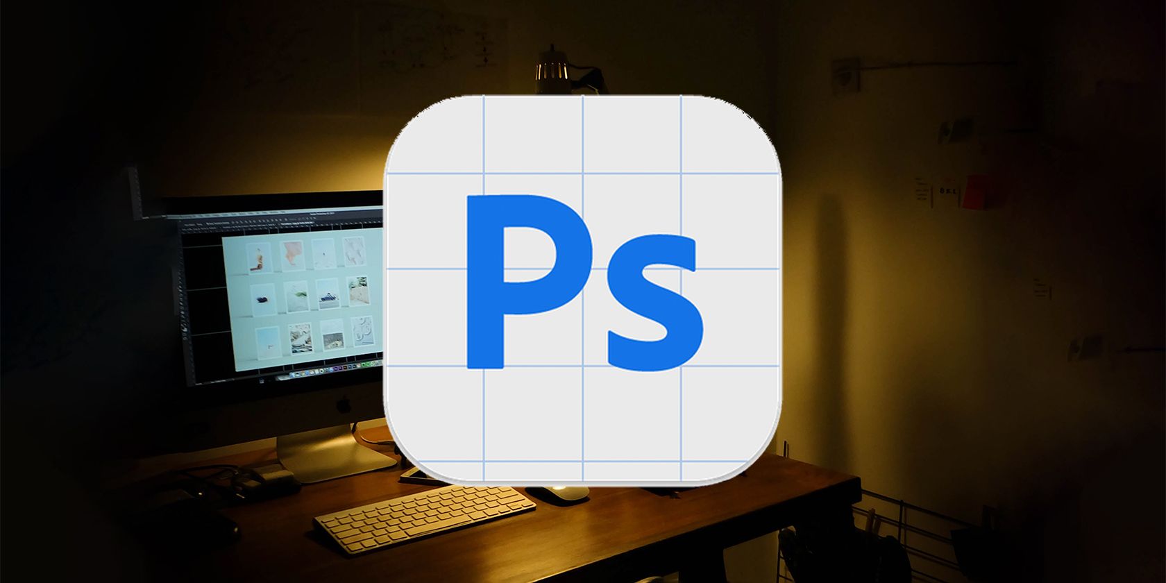 Photoshop Beta logo over image of computer.