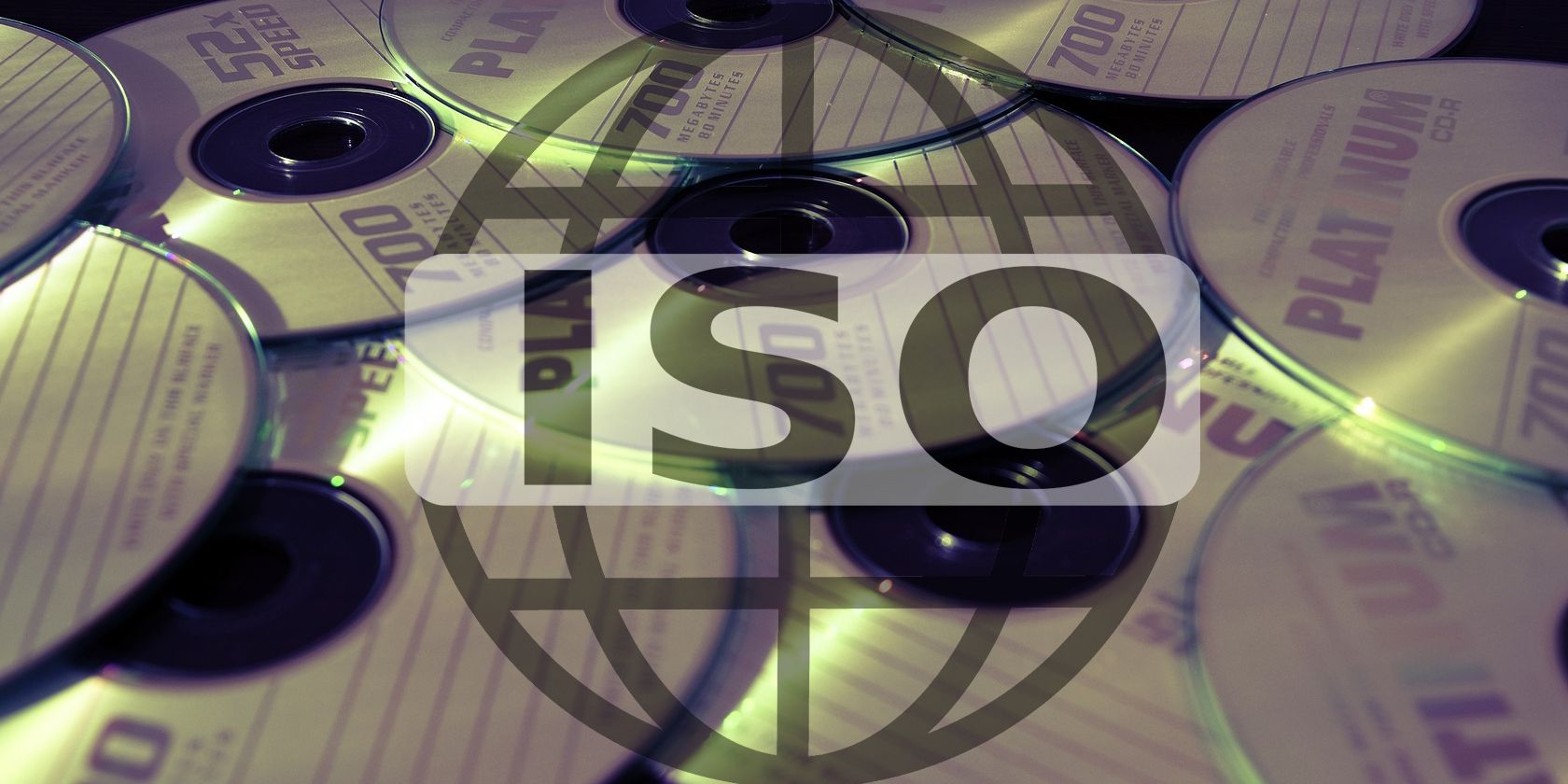 Picture of CDs overlaid with ISO logo