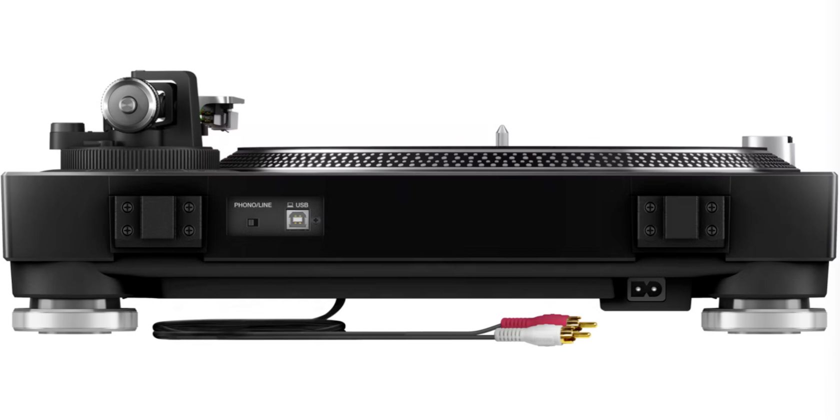 Pioneer PLX500 turntable rear side showing connection ports