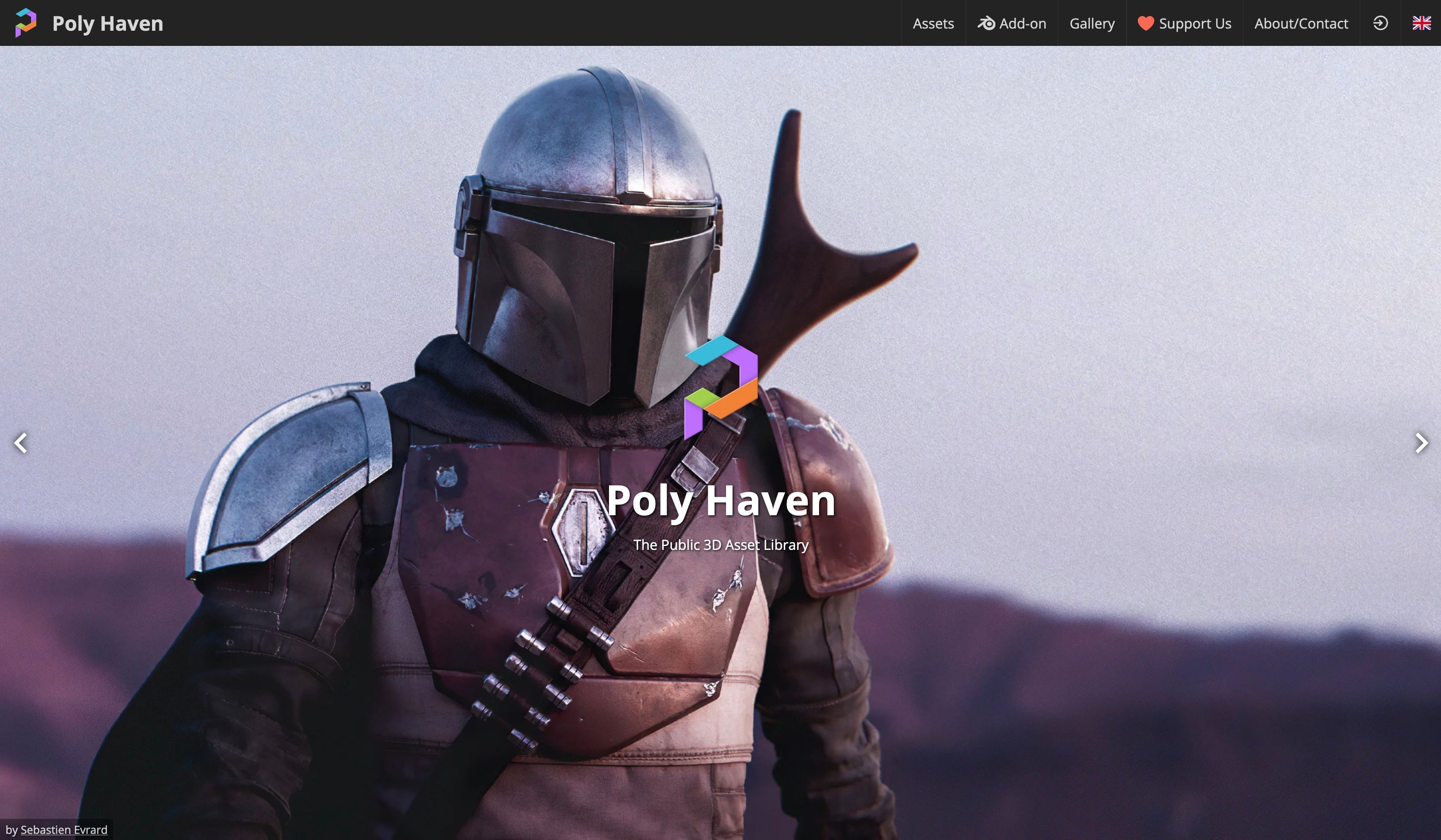 Screenshot of Poly Haven homepage
