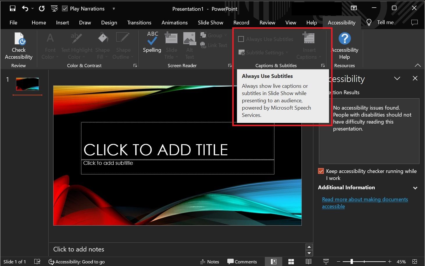 closed captioning in powerpoint 