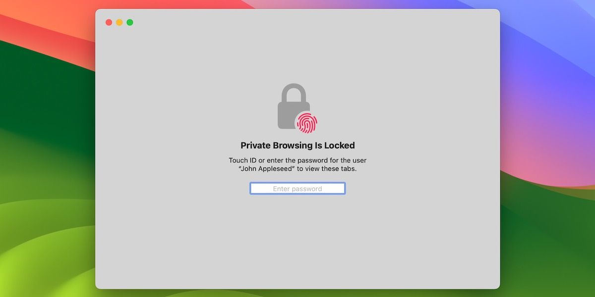 private browsing tab automated locking on macOS Sonoma