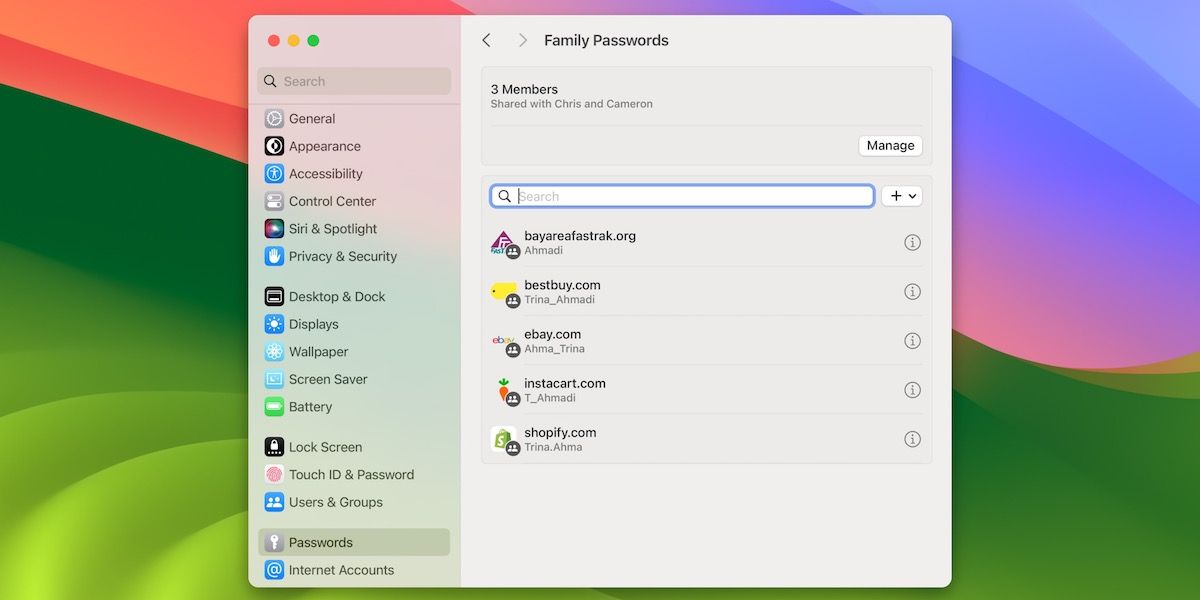 Password sharing with groups on macOS Sonoma
