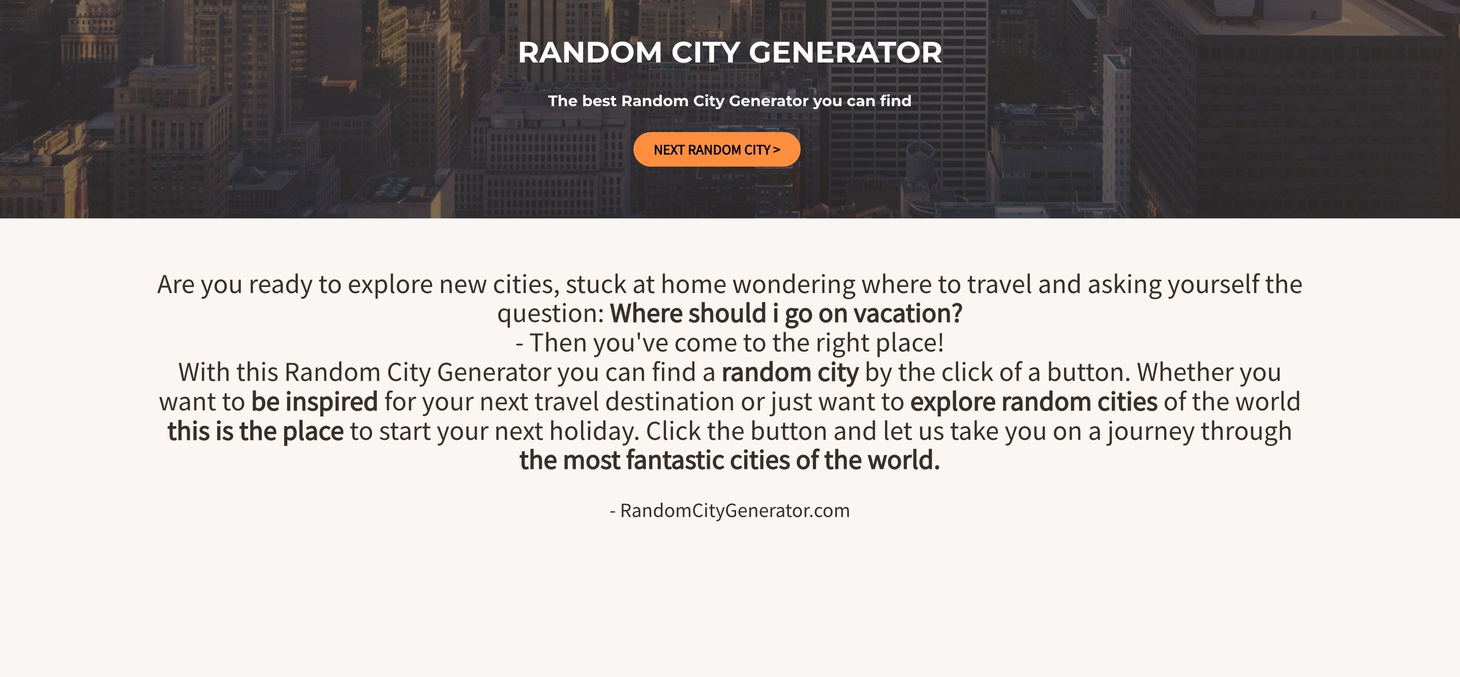 Random City Generator website