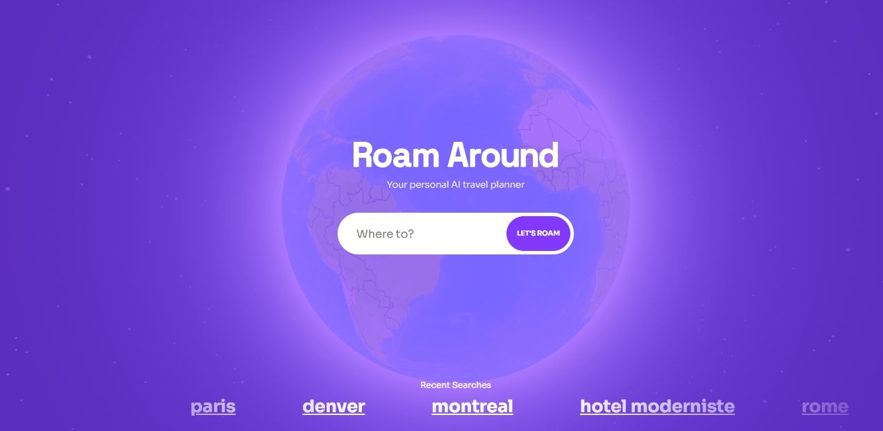 Roam Around Website Screenshot