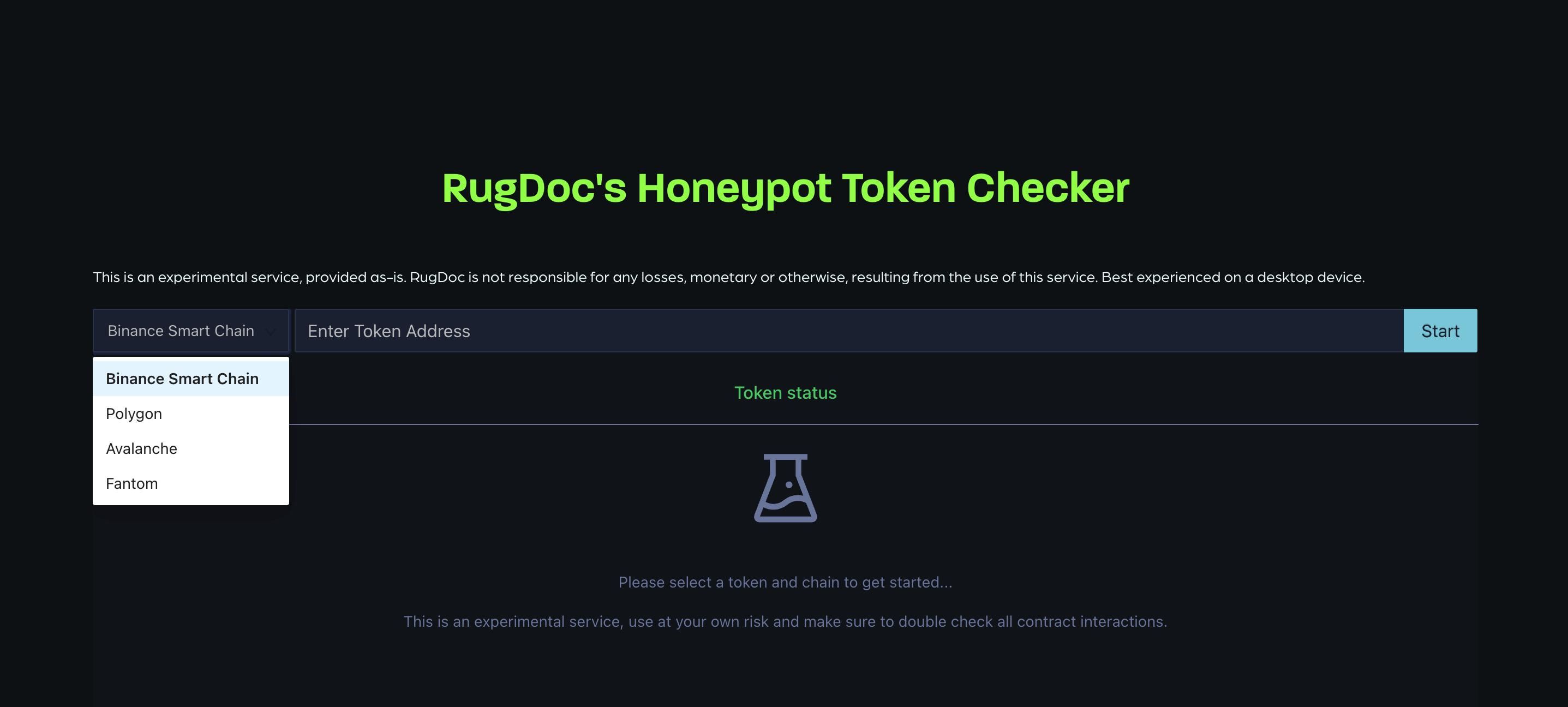 Công cụ kiểm tra mã thông báo Rugdoc Honeypot