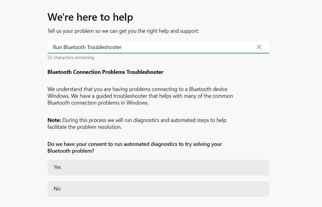 Run Bluetooth Troubleshooter in the Get help app