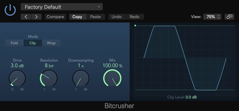 پلاگین Bitcrusher در Logic Pro X