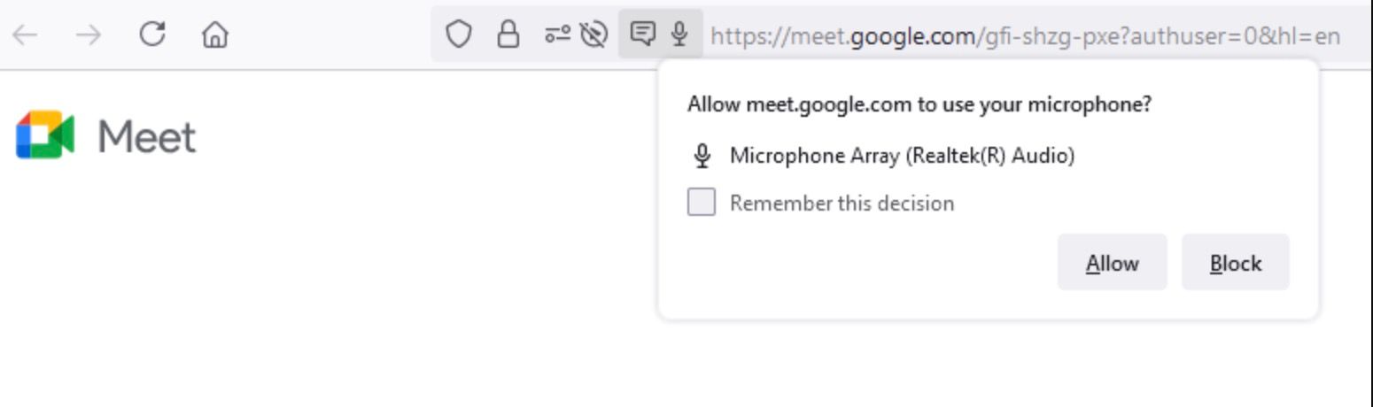 Lời nhắc trong Firefox yêu cầu người dùng cấp quyền truy cập micrô trên thiết bị của họ