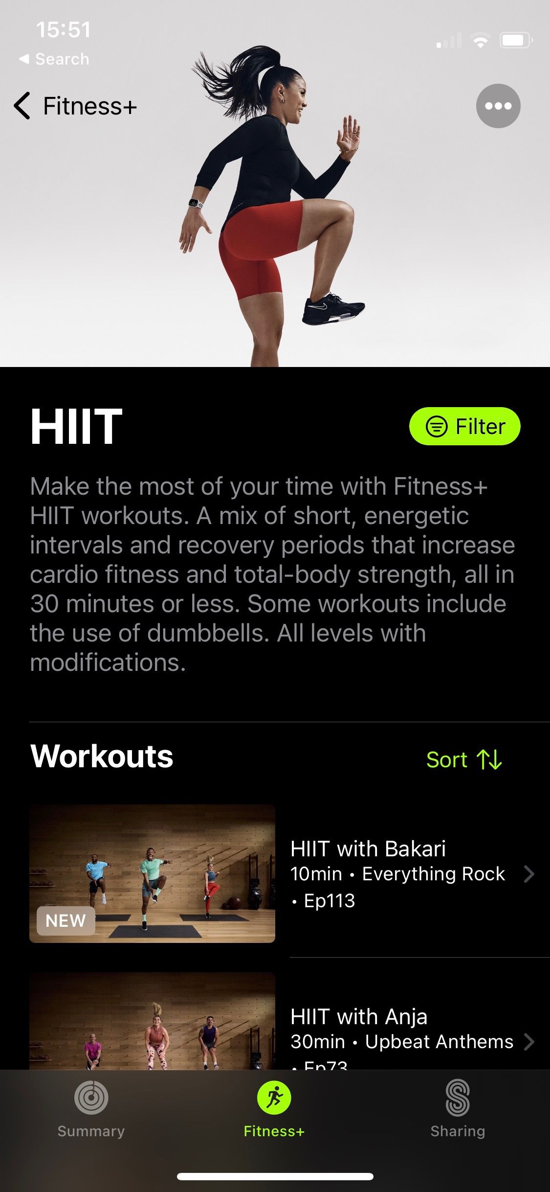 تصویری از تمرینات HIIT برنامه Apple Fitness+