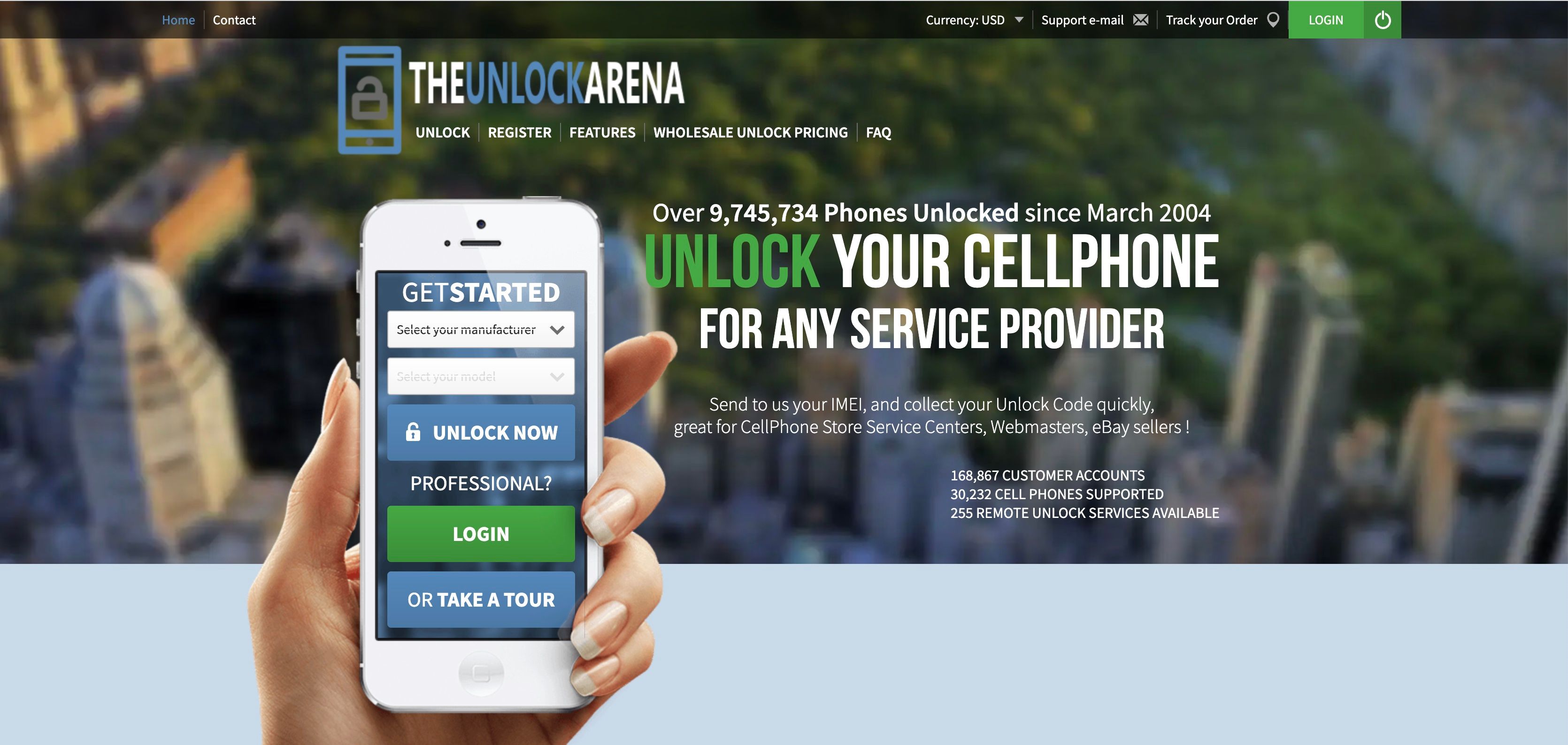 Screenshot of The Unlock Arena homepage