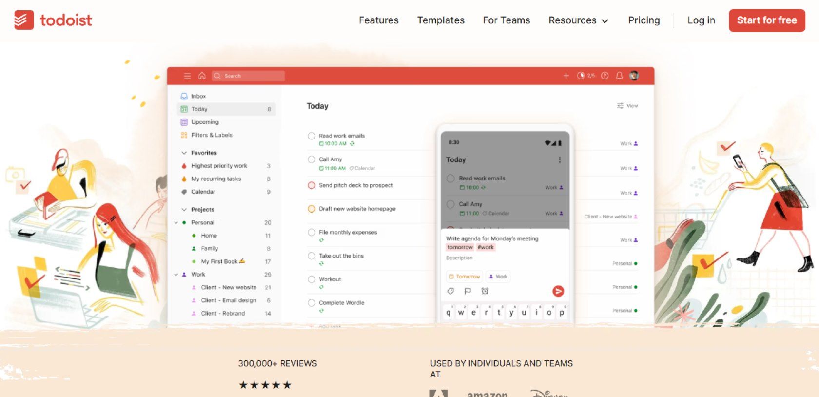 تصویر صفحه اصلی Todoist