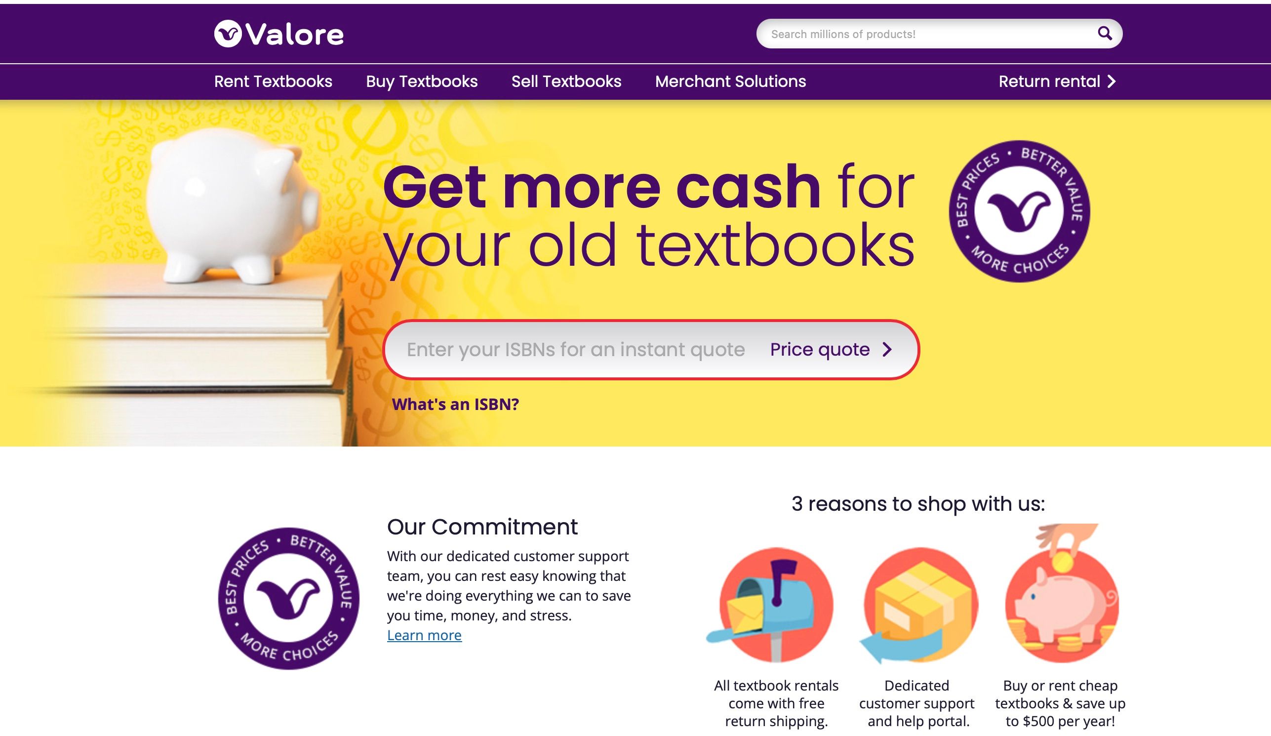 Screenshot of Valore website home page