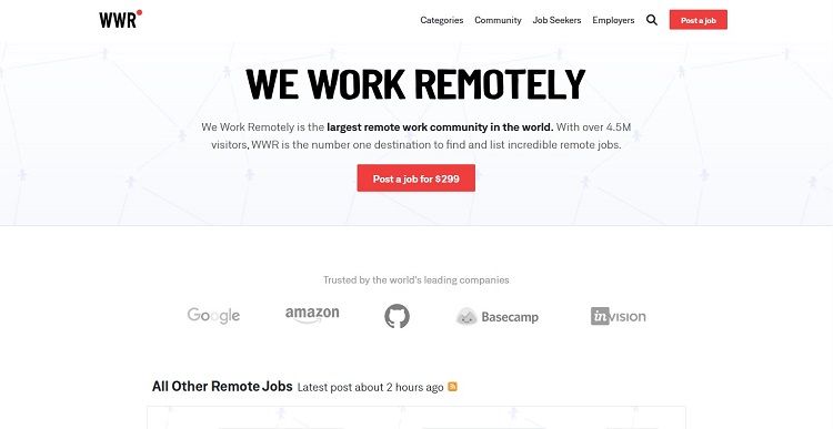 تصویر صفحه اصلی We Work Remotely