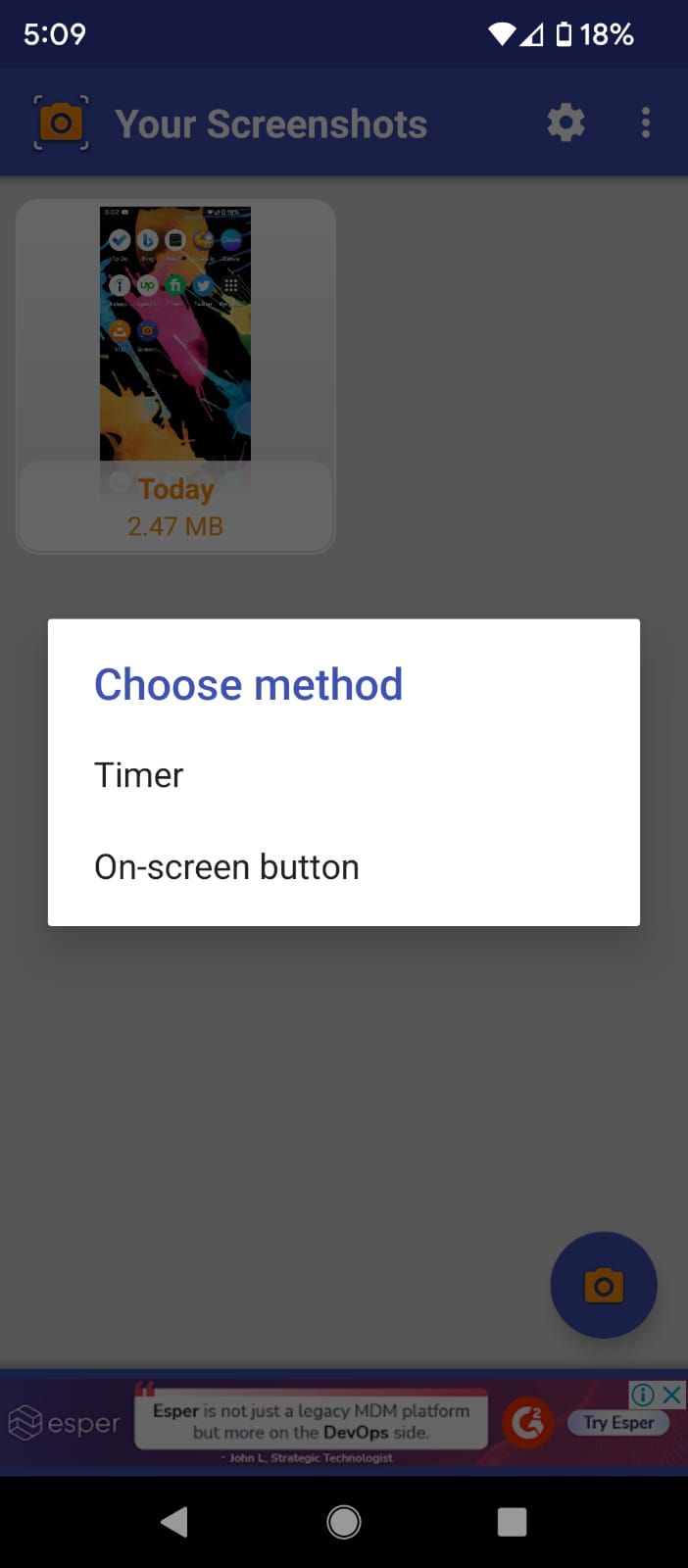 Screenshot options in Screenshot