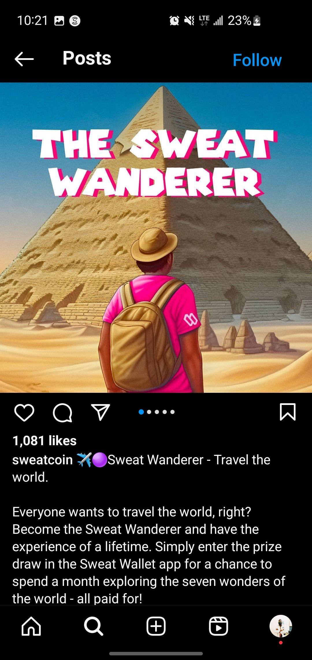 اسکرین شات پست اینستاگرام Sweatcoin 5