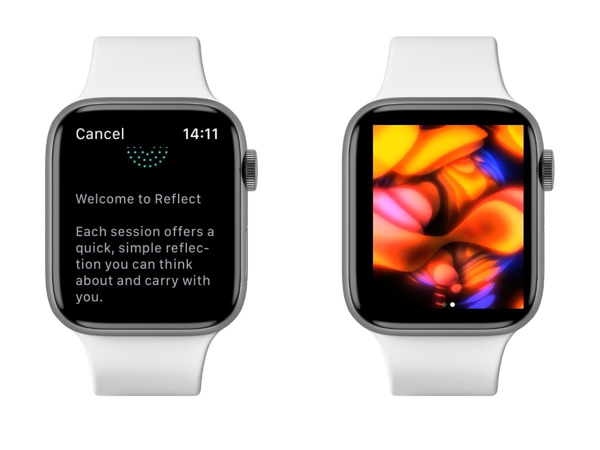 Screenshots of Apple Watch Mindfulness app reflection function