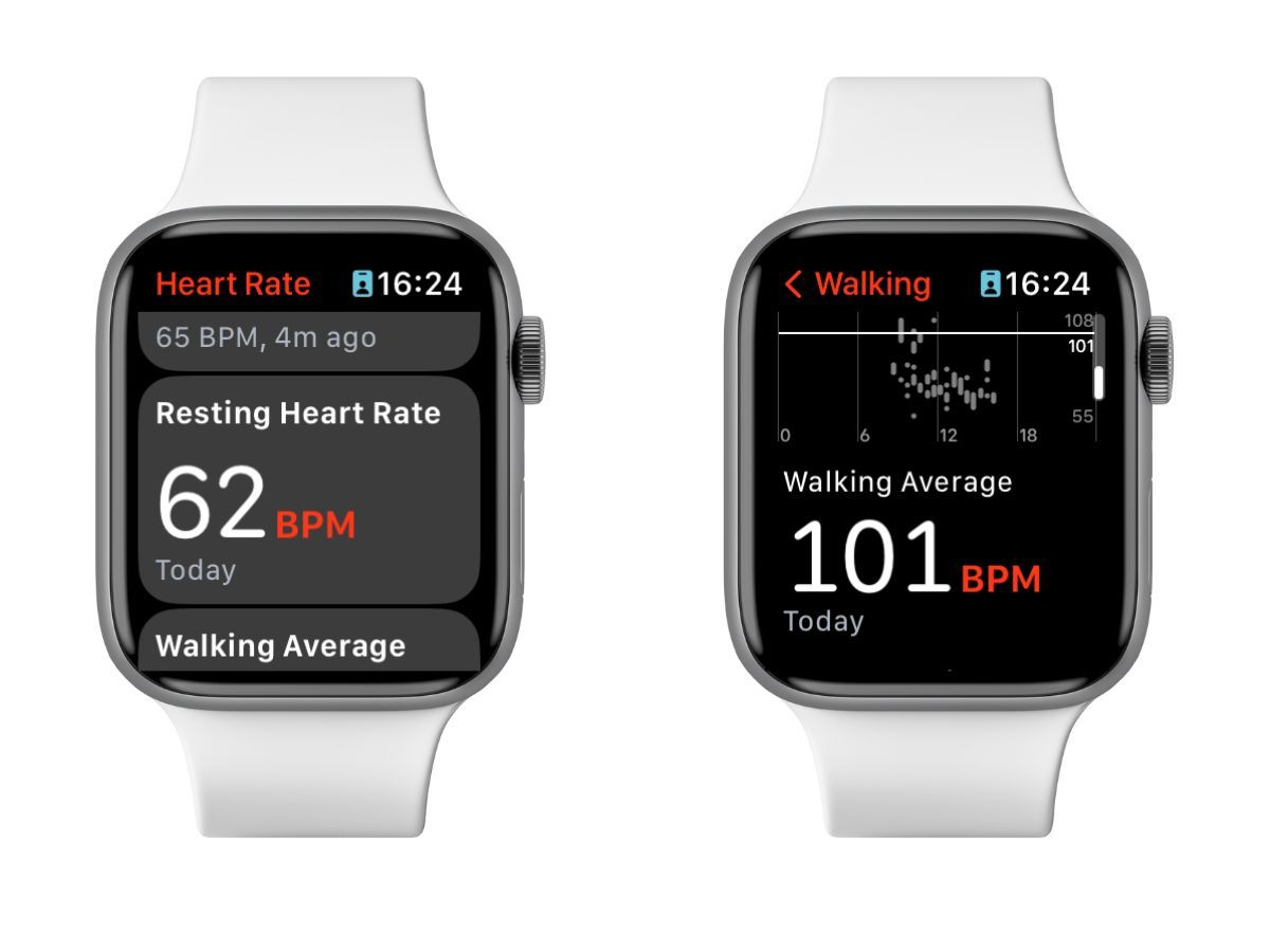 Screenshots of Heart Rate app on Apple Watch