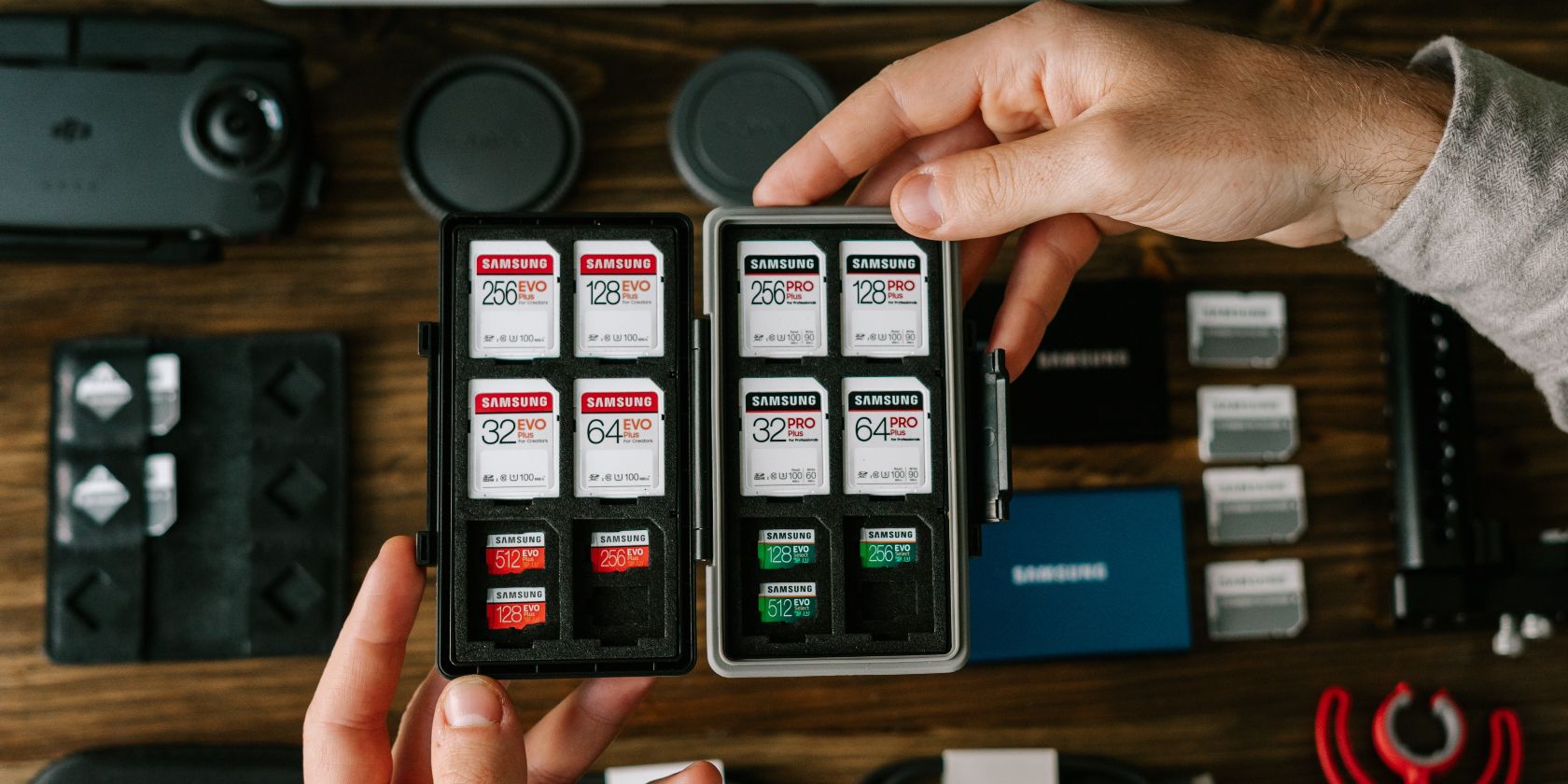 Image showing SD cards in a person's hand 