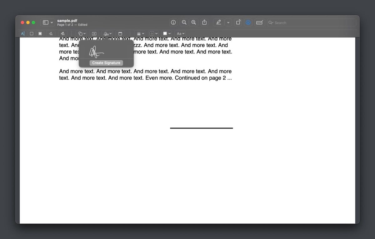 adding a signature to a PDF in Preview on Mac