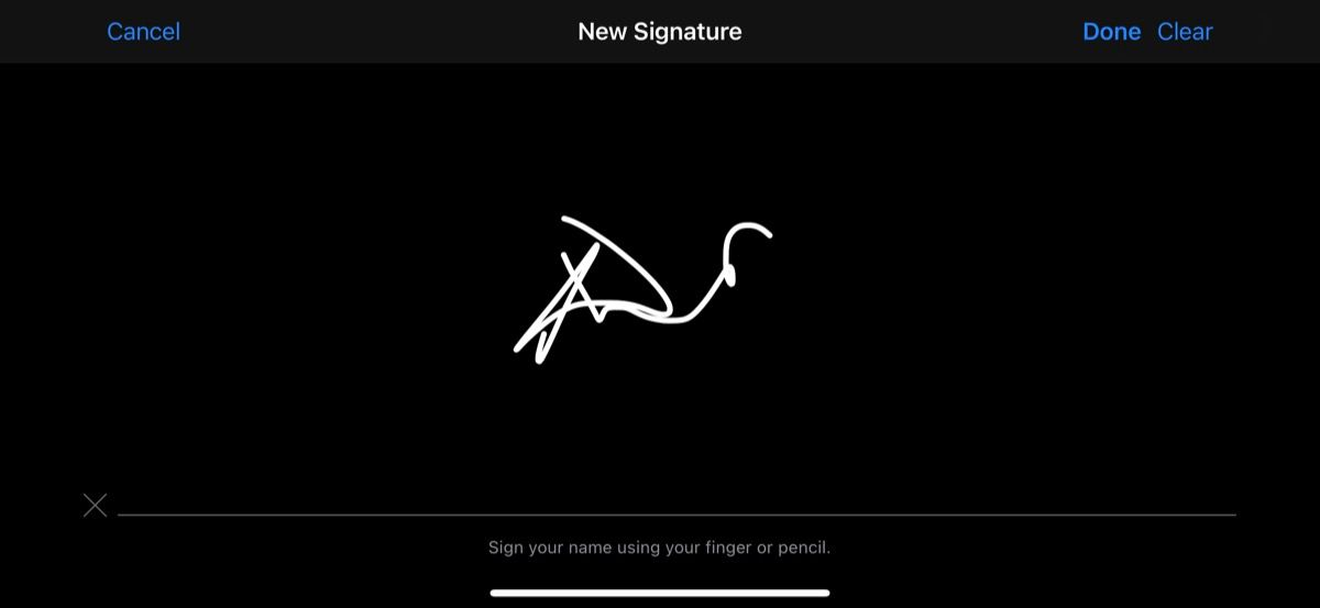 drawing a signature on iPhone