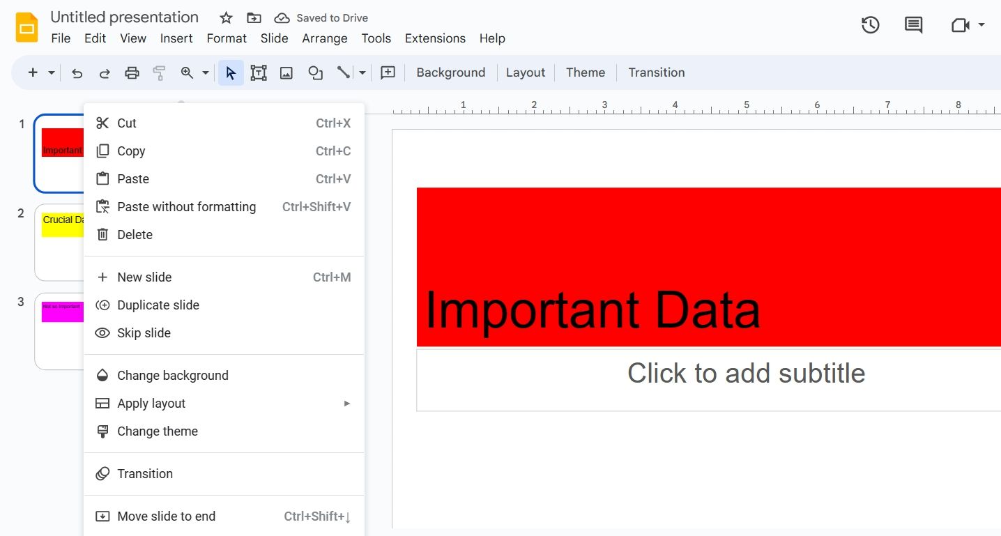 comment supprimer une diapositive sur google slide