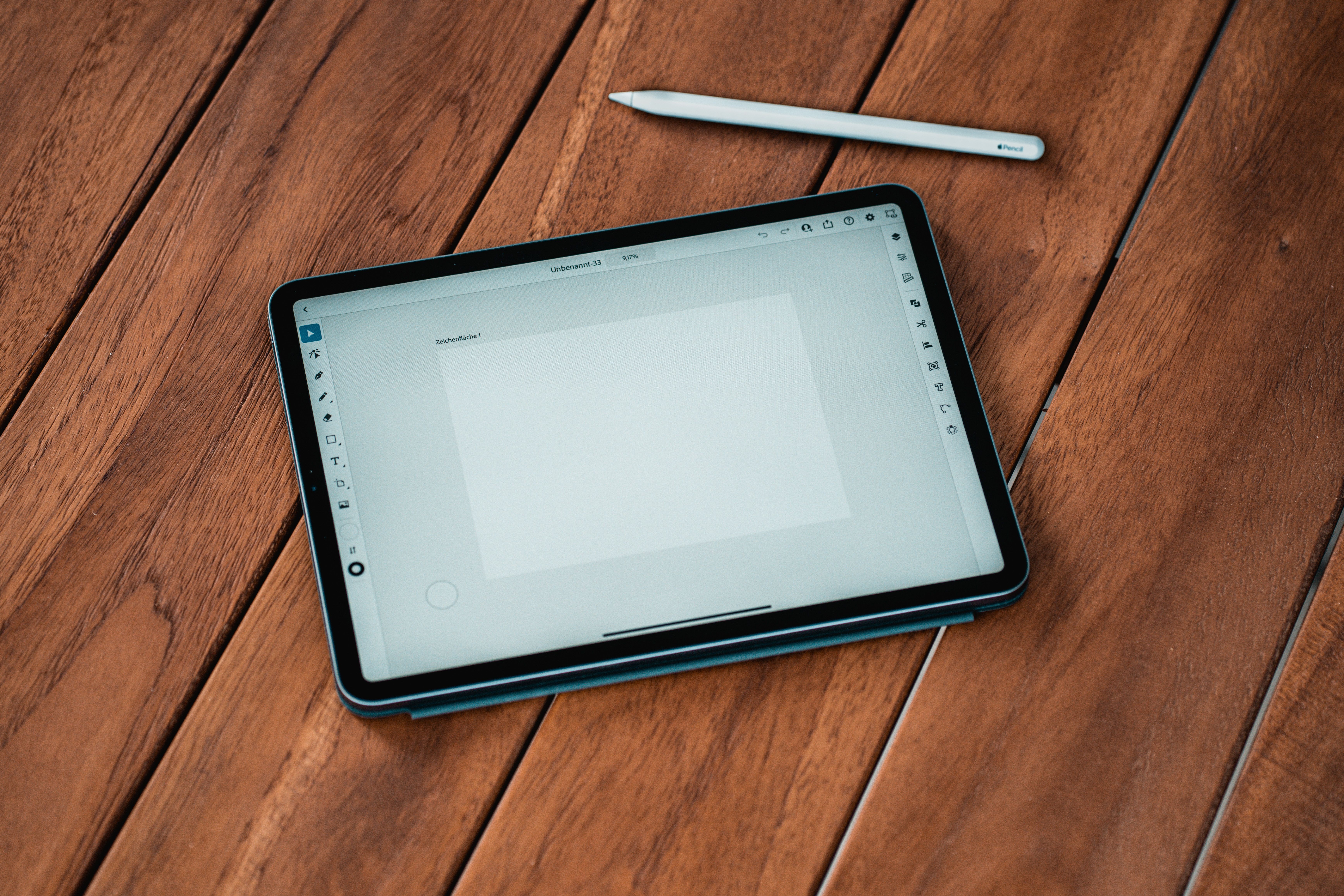 Tablet on table with stylus