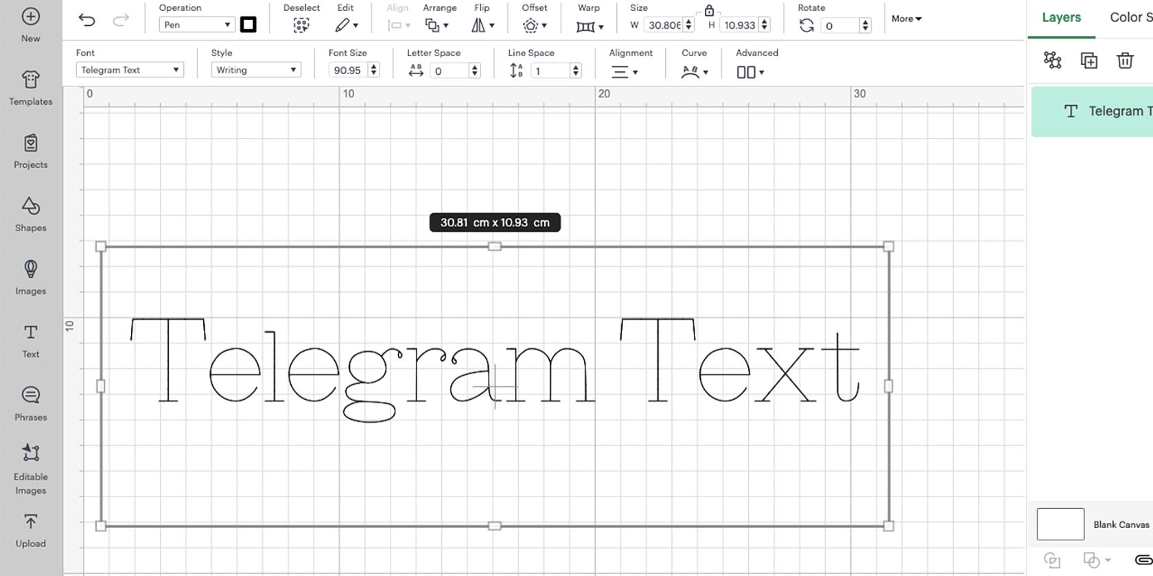 Telegram Text in Cricut Design Space