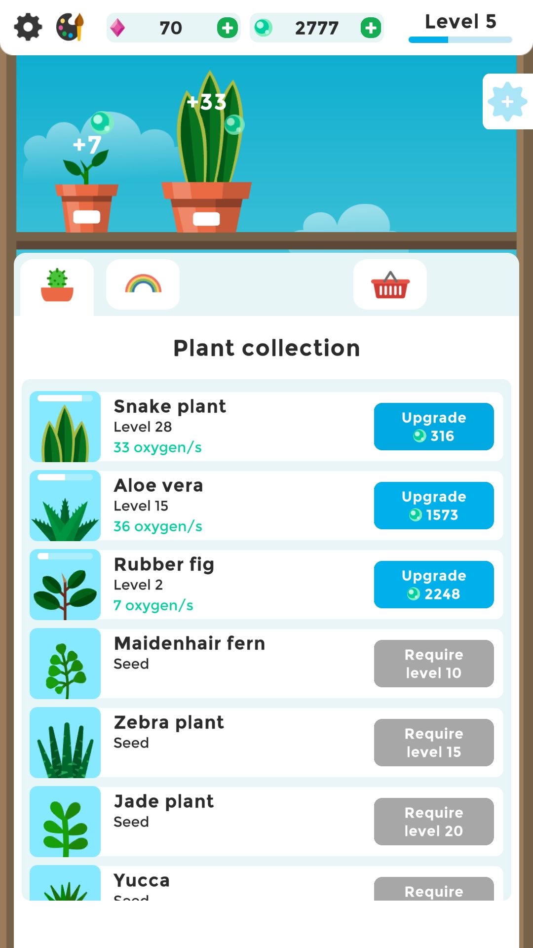 Terrarium plants calming mobile game