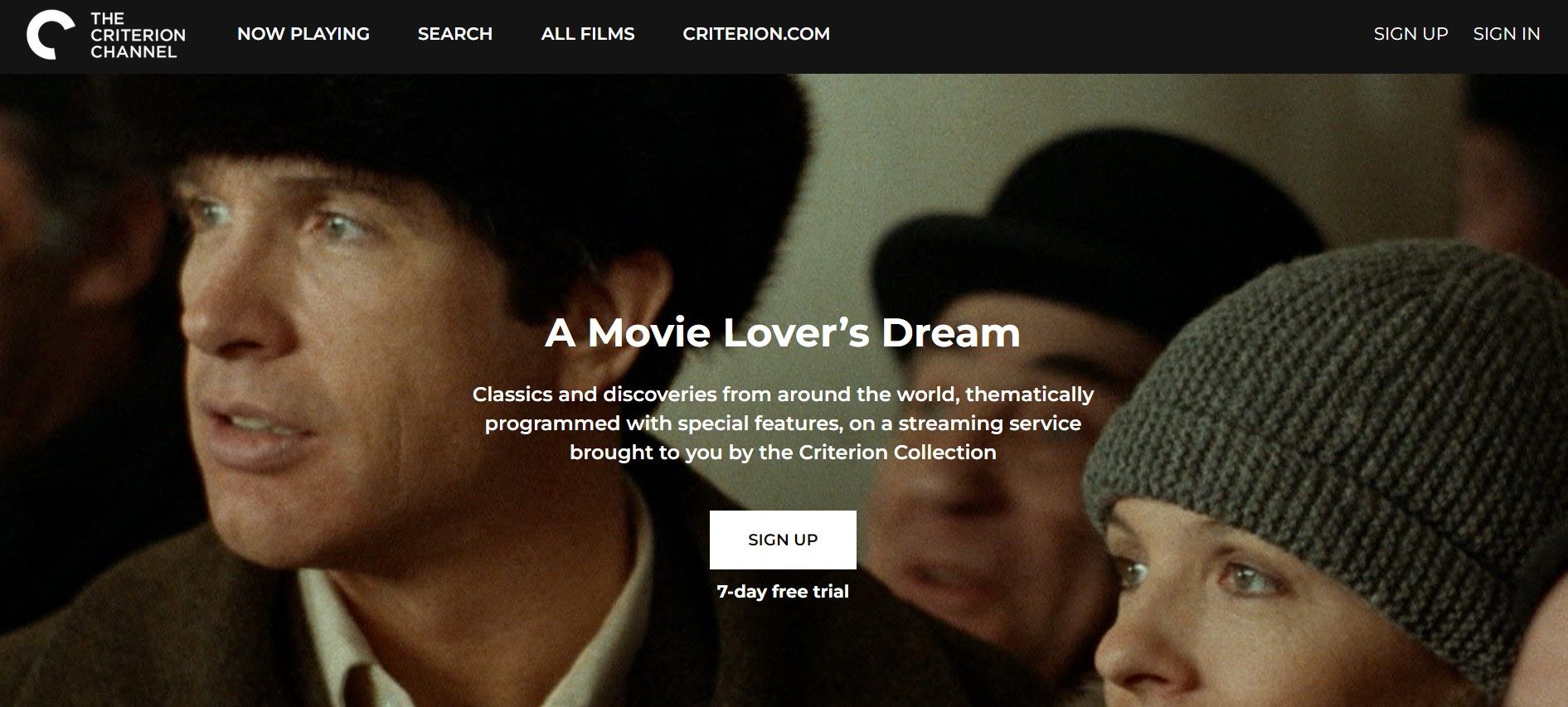 The Criterion Channel homepage