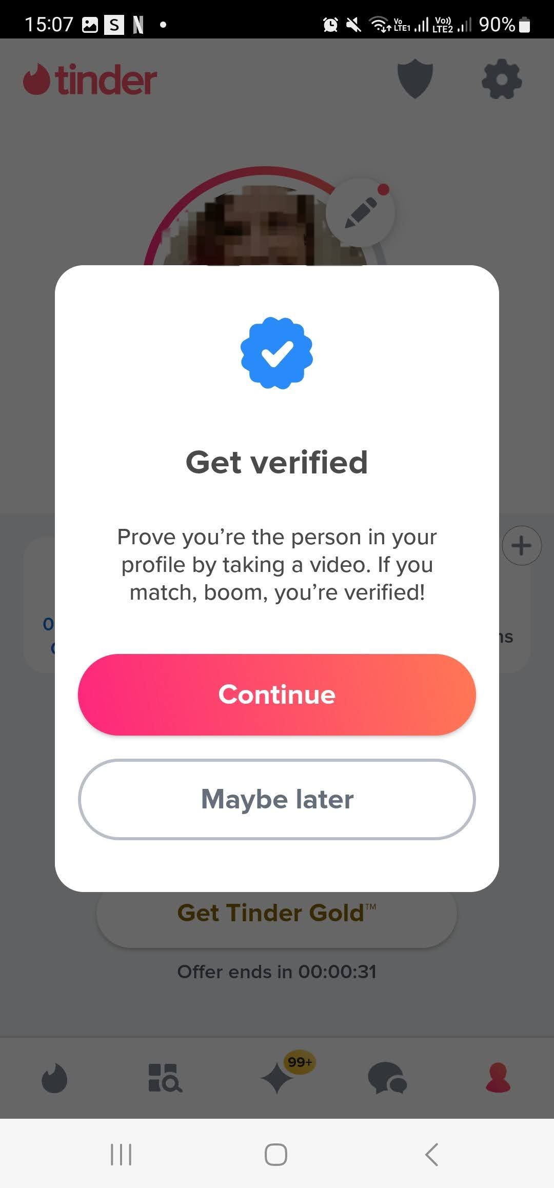 tinder get verified prompt