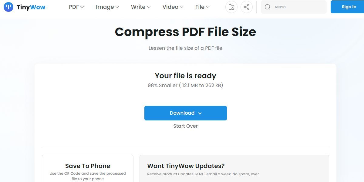 TinyWow PDF Compression