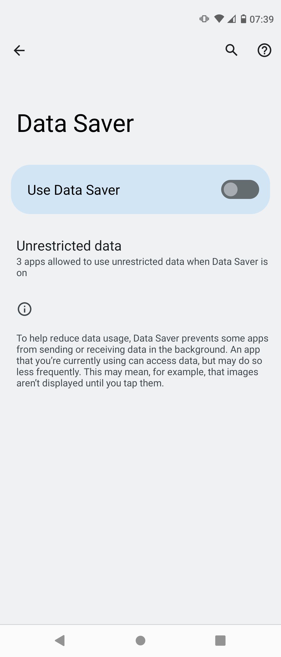 Turning Android Data Saver Off