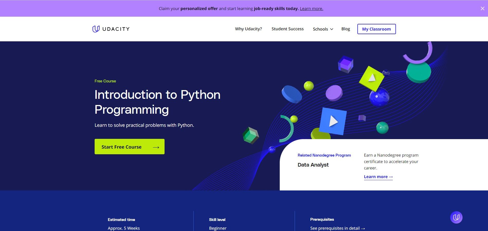 Introduction to Python Programming course overview on website