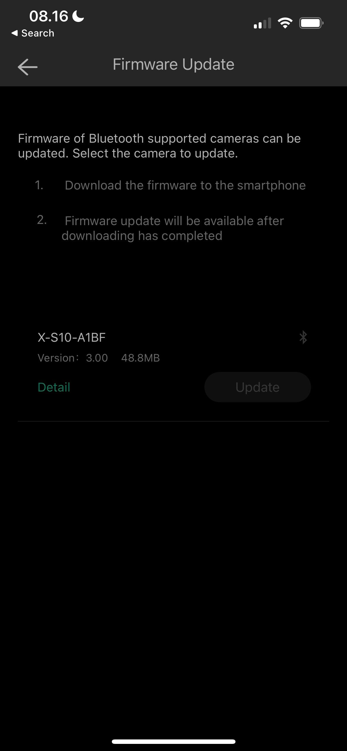 Update Firmware for Camera Fujifilm Screenshot 