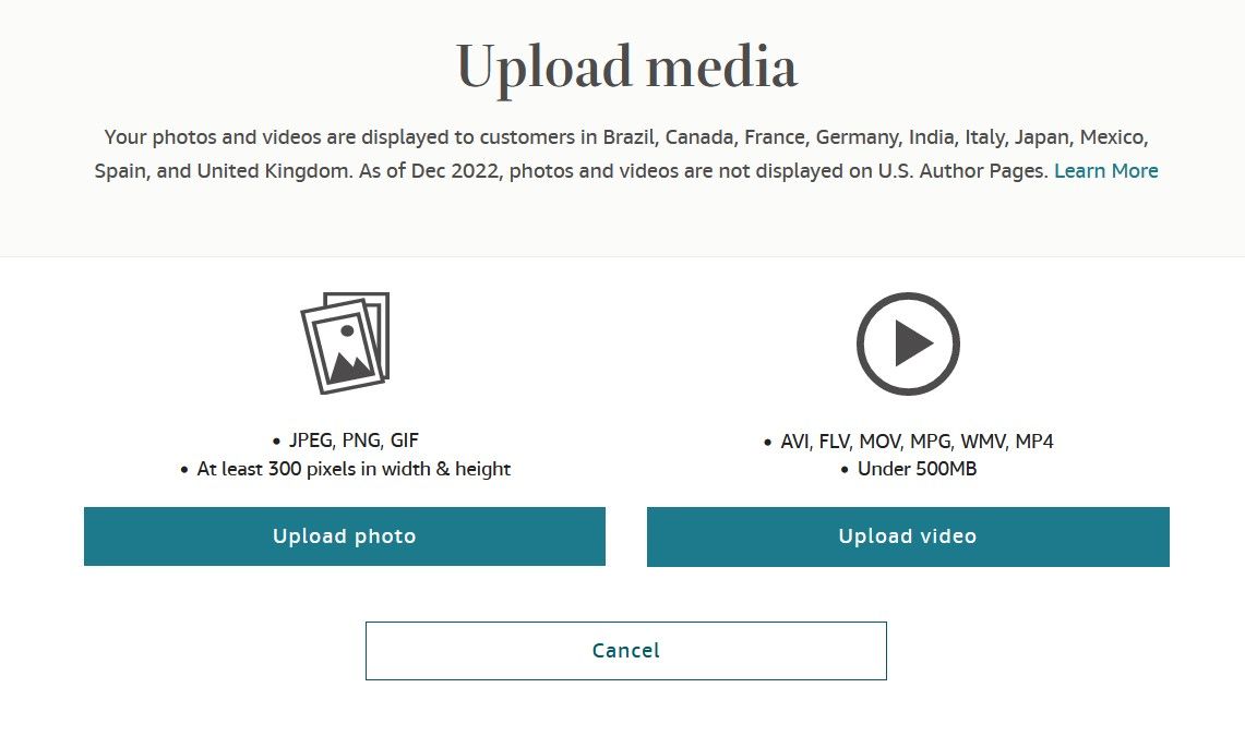 Upload Media Tools for Author Central Profile