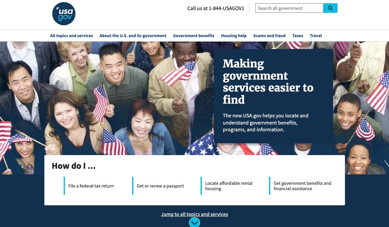 www.usa.gov website homepage