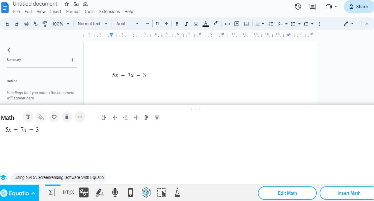 استفاده از Equatio با Google Docs