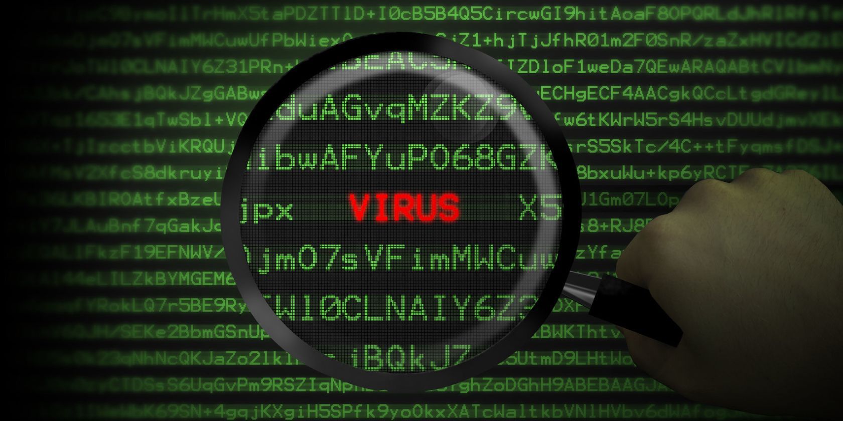 graphic of virus being magnified in computer code