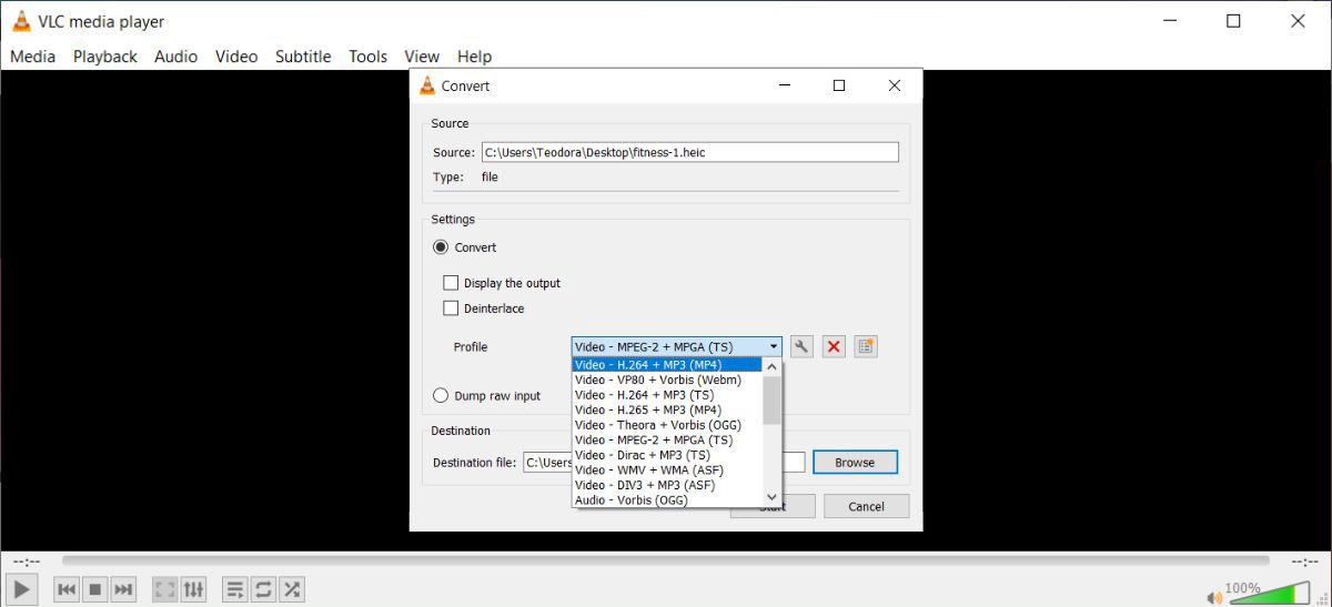 Convert HEIC files with VLC