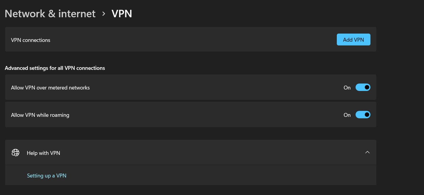 VPN روی شبکه اندازه‌گیری شده در ویندوز مجاز است