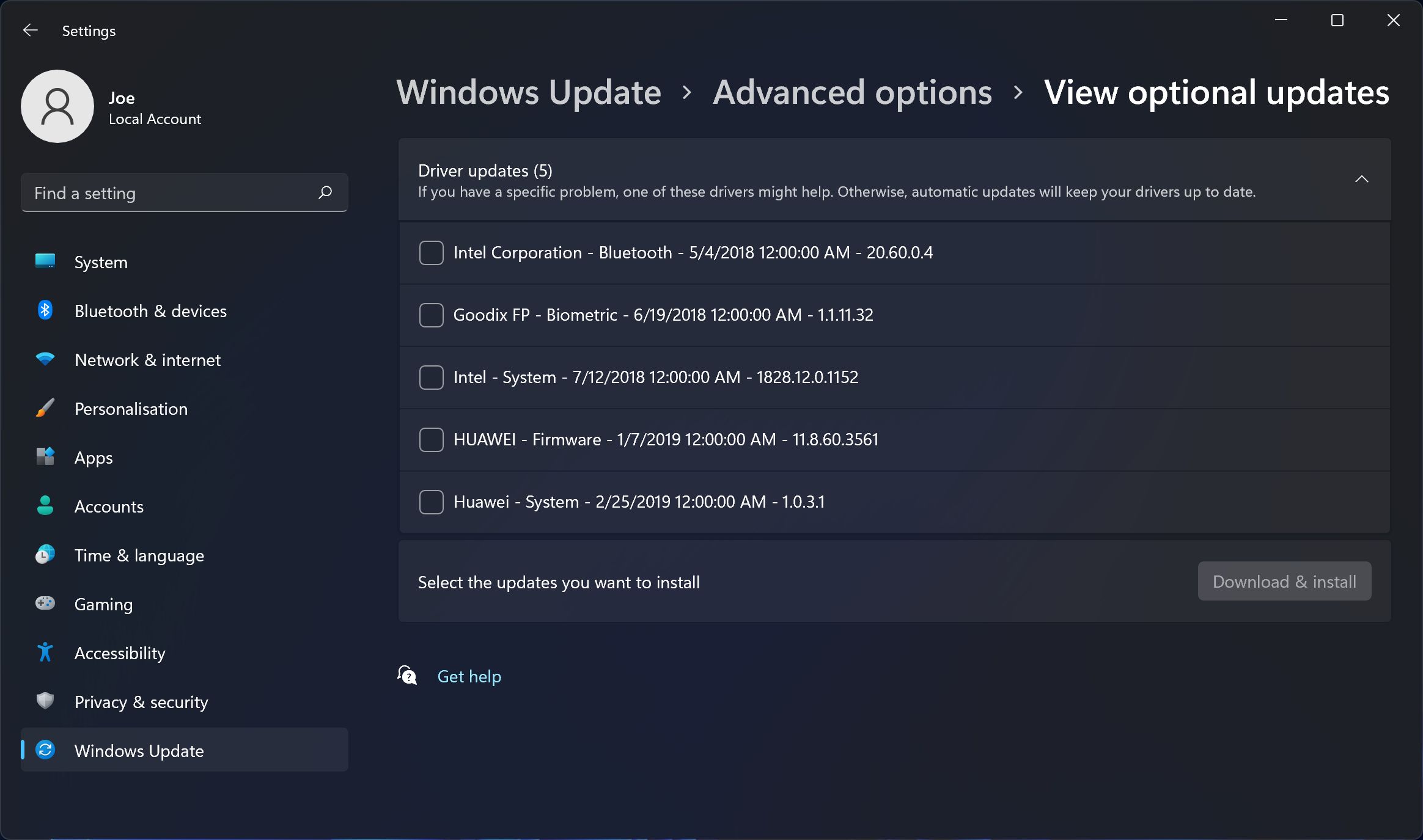 windows 11 view optional updates