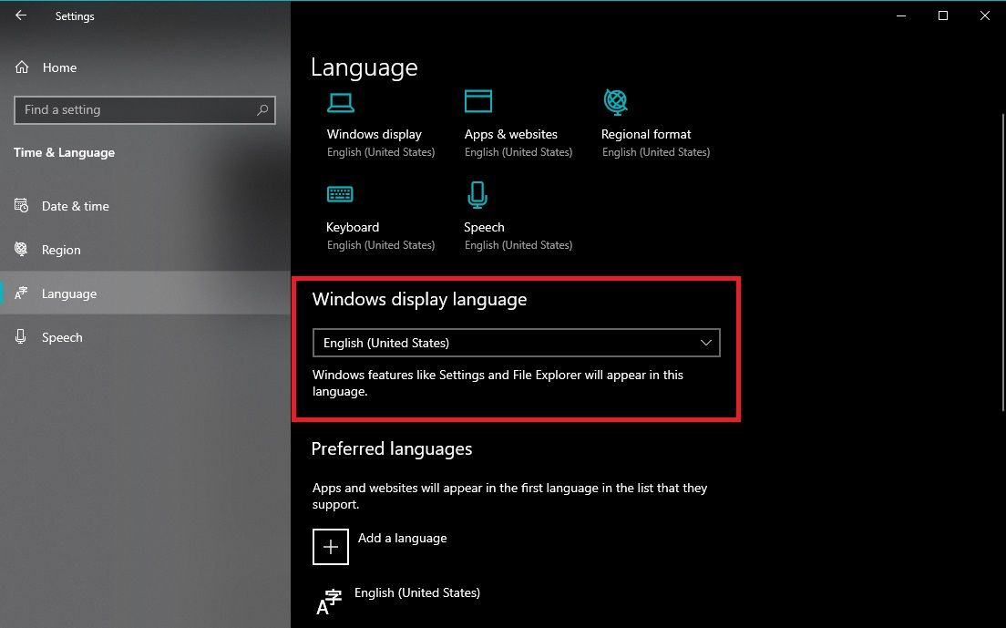 Windows display language customization