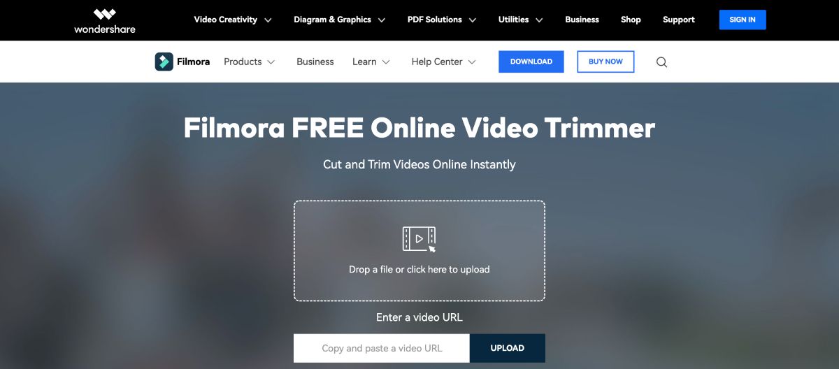 Trang web tông đơ video của WonderShare Filmora
